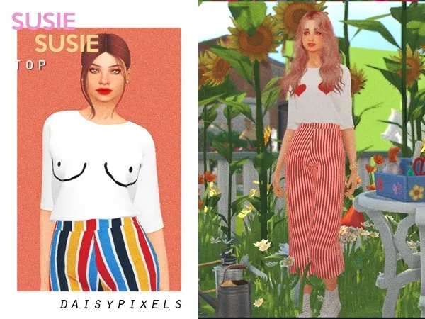 Alpha Susie Top ( ) by daisypixels - The Sims 4 custom content