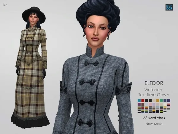 Maxis Match Victorian TeaTime Gown Updated by elfdor - The Sims 4 Custom Content