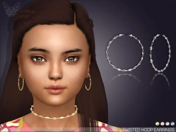 Alpha Twisted Hoop Earrings For Kids by giuliettasims - The Sims 4 Custom Content
