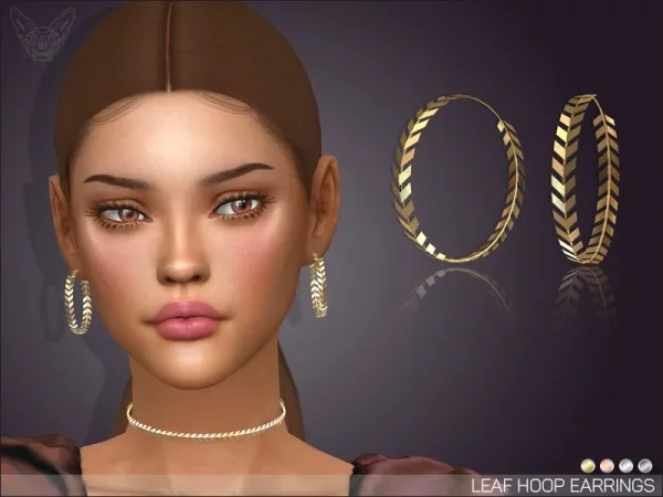 Alpha LEAF HOOP EARRINGS by giuliettasims - The Sims 4 Custom Content