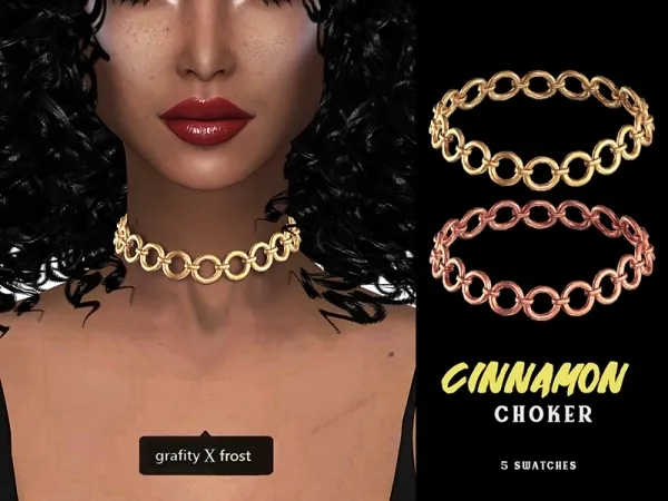 Alpha Cinnamon Choker by grafity-cc - The Sims 4 Custom Content