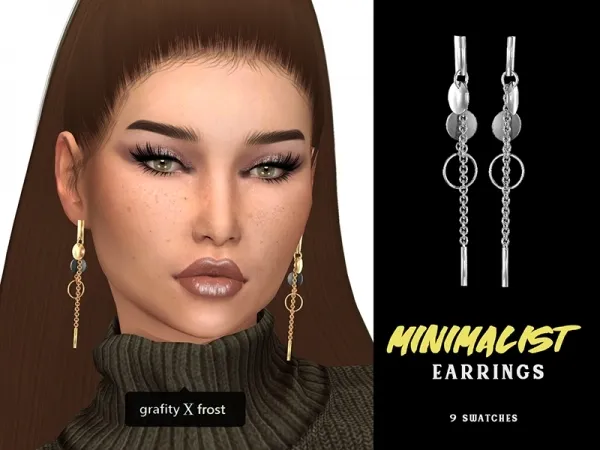 Alpha Minimalist Earrings by grafity-cc - The Sims 4 Custom Content