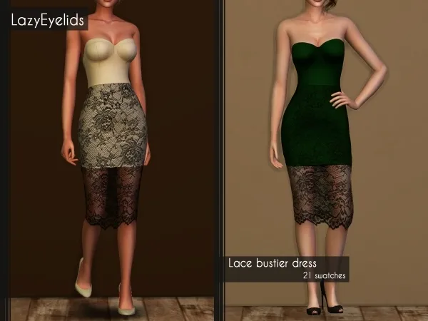 Alpha Lace bustier dress by lazyeyelids - The Sims 4 Custom Content