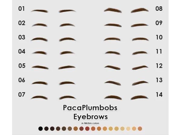 Alpha PacaPlumbobs Child to Adult Eyebrows in NikSim colors - The Sims 4 Custom Content
