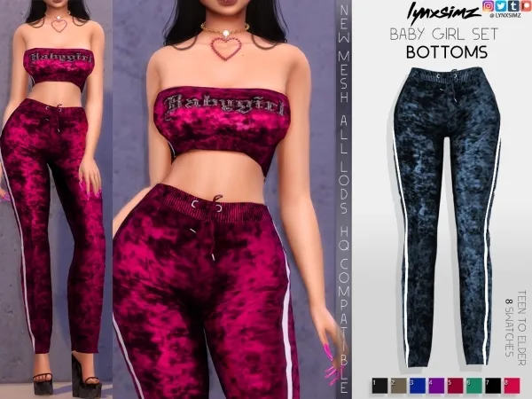 Alpha lynxsimz velour baby girl joggers by lynxsimz - The Sims 4 Custom Content