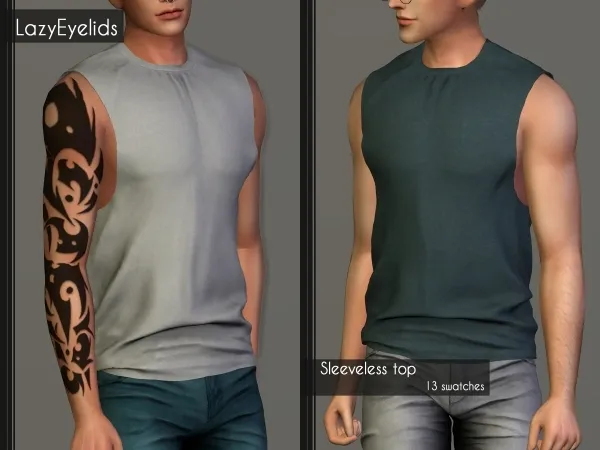Alpha Sleevless top by lazyeyelids - The Sims 4 Custom Content