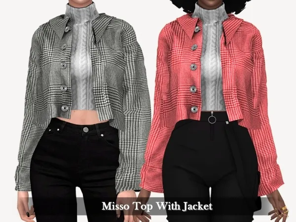 Alpha Misso Top with Jacket by grafity-cc - The Sims 4 Custom Content