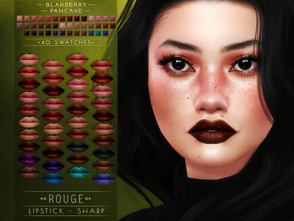 Alpha Blahberry Pancake Rouge Lipstick Sharp Version by blahberry-pancake - The Sims 4 Custom Content