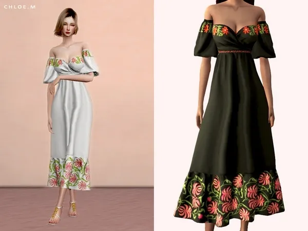 Alpha ChloeM Flower Dress by thesimsresource - The Sims 4 Custom Content