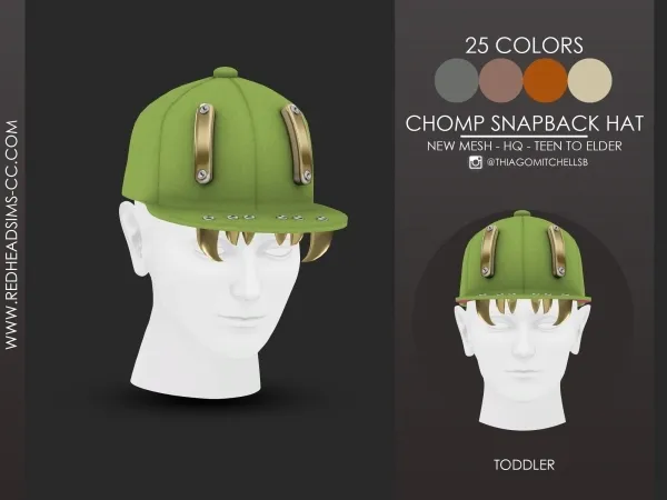 Alpha CHOMP SNAPBACK HAT TODDLER by redheadsims - The Sims 4 Custom Content