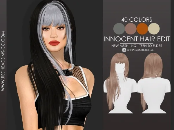 Alpha INNOCENT HAIR EDIT by redheadsims - The Sims 4 Custom Content
