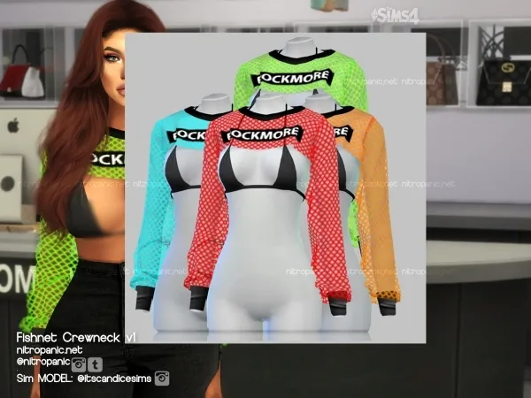 Alpha Fishnet CrewNeck V1 by nitropanic - The Sims 4 Custom Content