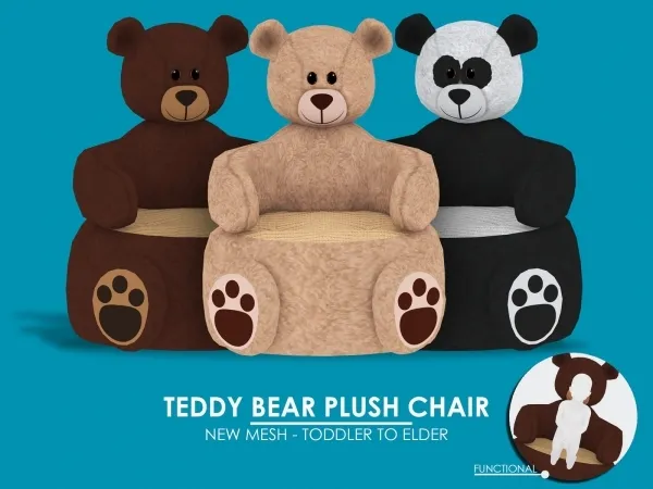 Maxis Match TEDDY BEAR PLUSH CHAIR by redheadsims - The Sims 4 Custom Content