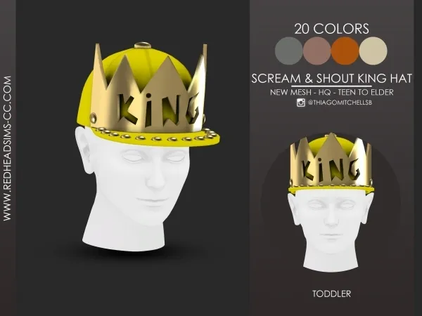 Alpha SCREAM SHOUT KING HAT TODDLER by redheadsims - The Sims 4 Custom Content