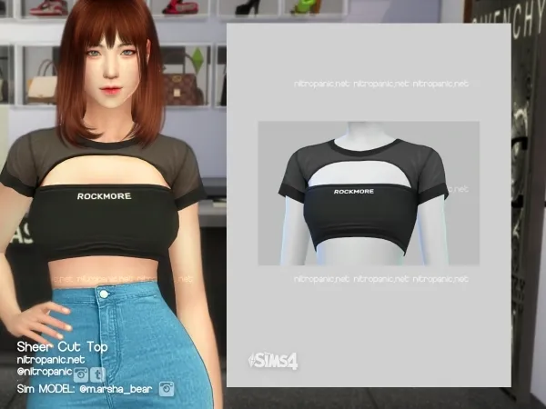 Alpha Sheer Cut Top by nitropanic - The Sims 4 Custom Content