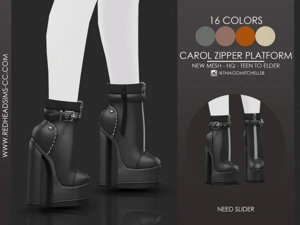 Maxis Match CAROL ZIPPER PLATFORM by redheadsims - The Sims 4 custom content