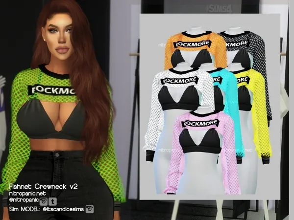Alpha Fishnet CrewNeck V2 by nitropanic - The Sims 4 Custom Content