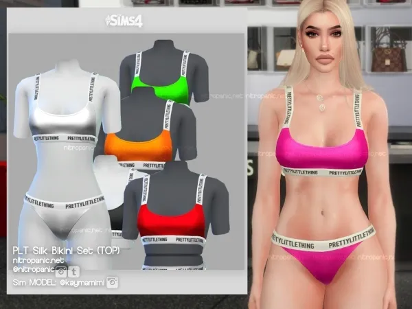 Alpha PLT Silk Bikini SET (TOP) by nitropanic - The Sims 4 Custom Content