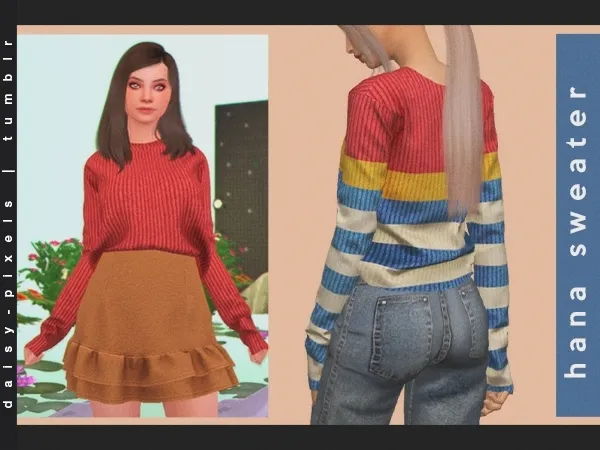 Alpha Hana Sweater ( ) by daisypixels - The Sims 4 custom content