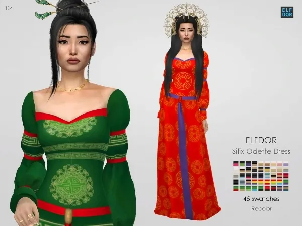 Alpha Unlocked Sifix Odette Dress RC by elfdor - The Sims 4 Custom Content