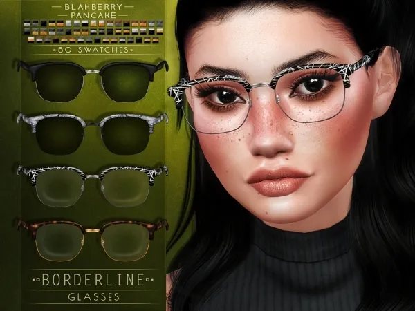 Alpha Blahberry Pancake Borderline Glasses by blahberry-pancake - The Sims 4 Custom Content