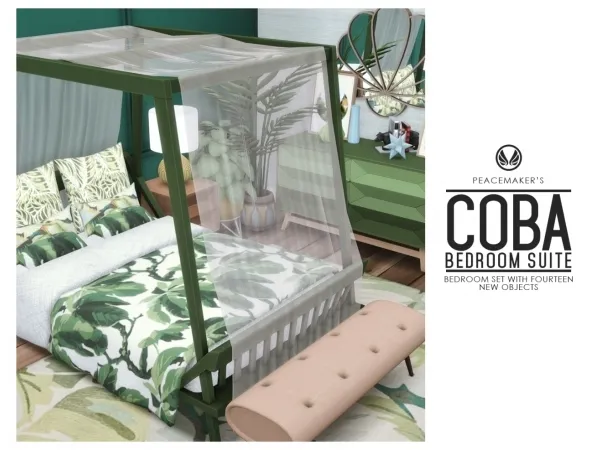 Maxis Match Coba Collection Bedroom Set with 14 Items by simsfinds - The Sims 4 Custom Content