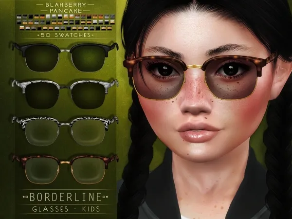 Alpha Blahberry Pancake Borderline Glasses KIDS by blahberry-pancake - The Sims 4 Custom Content