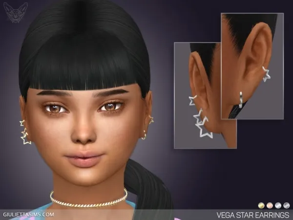 Alpha Vega Star Earrings For Kids by giuliettasims - The Sims 4 Custom Content