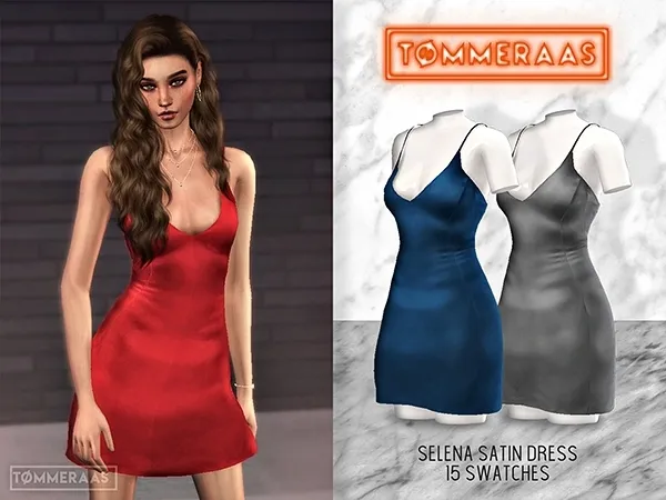 Alpha TØMMERAAS Selena Satin Dress (12) by tommeraas - The Sims 4 Custom Content
