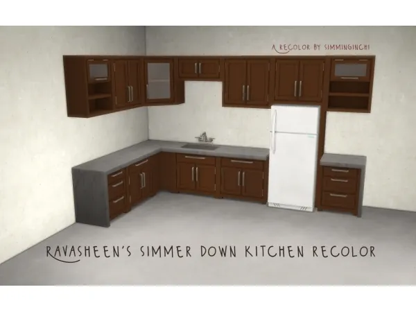 Maxis Match BIG recolor of the super talented ravasheenccs new Simmer Down Kitchen set by simsfinds - The Sims 4 Custom Content