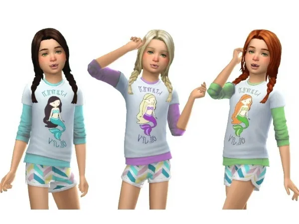 Maxis Match Mermaid Vibes layered tees by simsfinds - The Sims 4 Custom Content