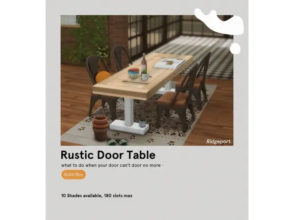 Maxis Match Rustic Door Table by by simsfinds - The Sims 4 Custom Content