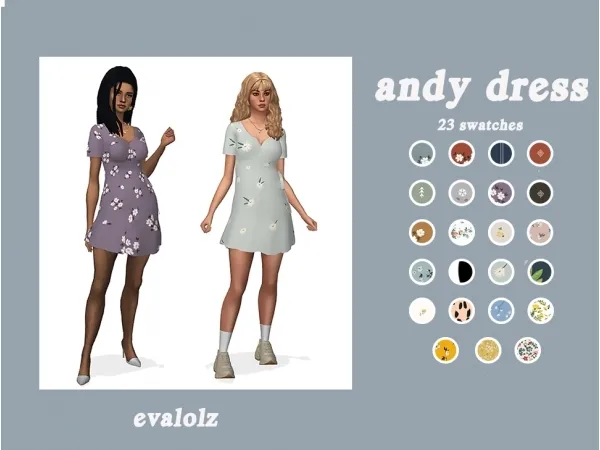 Maxis Match andy dress recolor by simsfinds - The Sims 4 Custom Content