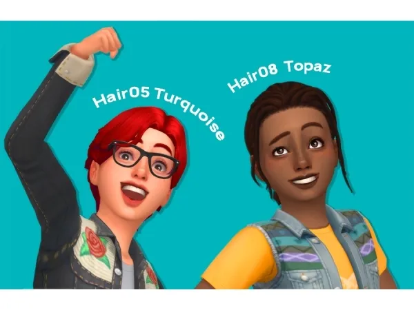 Maxis Match Hair05 Turquoise Hair08 Topaz Child Toddler by simsfinds - The Sims 4 Custom Content