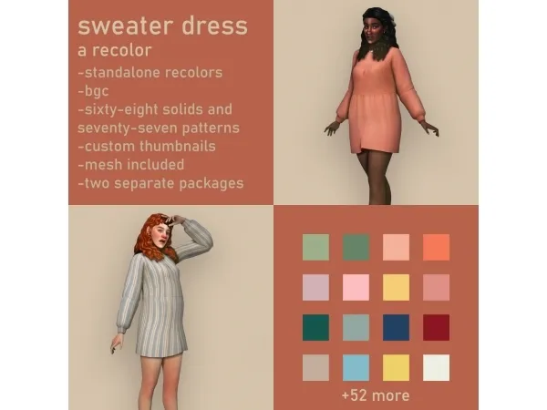 Maxis Match sulsulhuns soft sweater dress recolored by simsfinds - The Sims 4 Custom Content