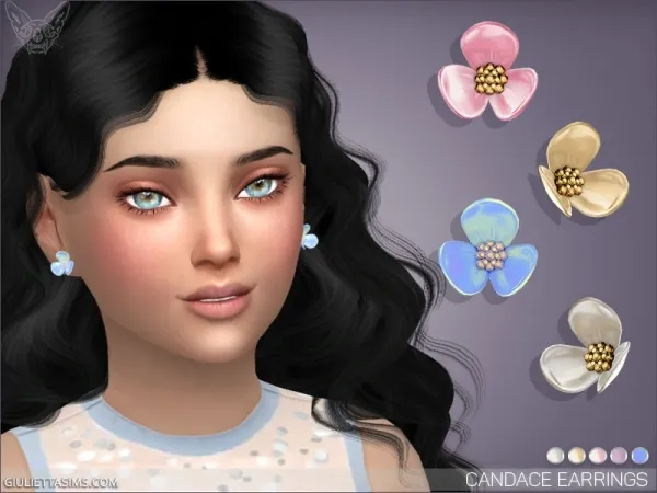 Alpha Candace Earrings For Kids by giuliettasims - The Sims 4 Custom Content