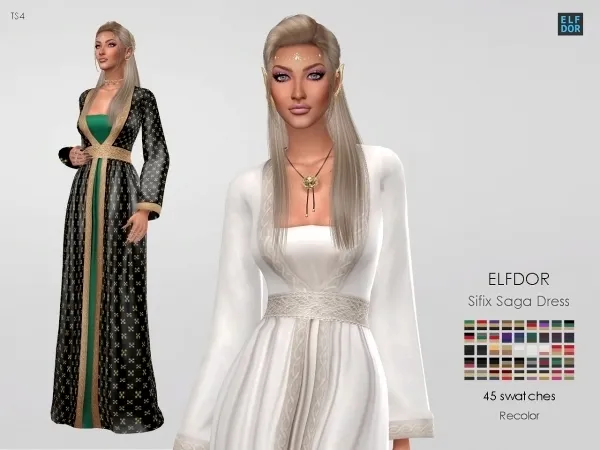 Maxis Match Sifix Saga Dress RC by elfdor - The Sims 4 Custom Content