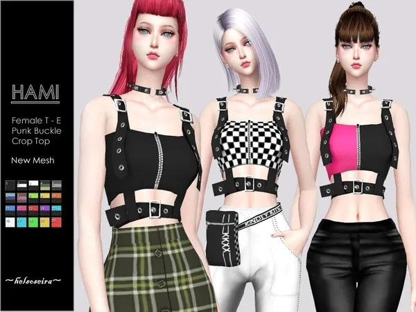 Alpha HAMI Punk Buckle Top - The Sims 4 Custom Content
