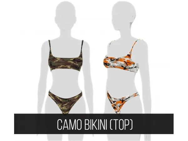 Alpha CAMO BIKINI V2 TOP by fifthscreations - The Sims 4 Custom Content