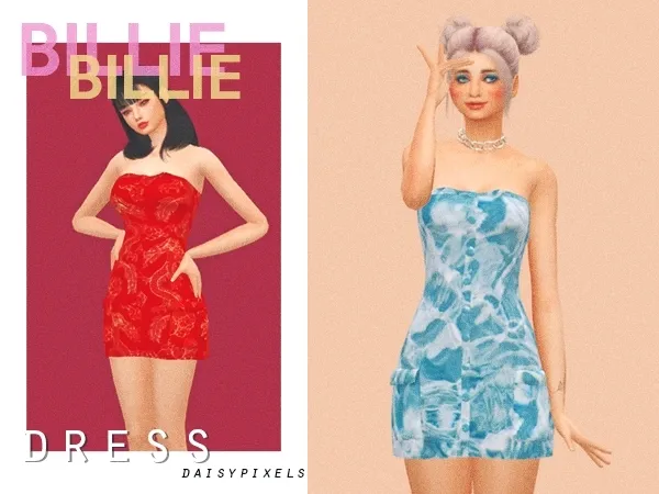 Mix Billie Dress ( ) by daisypixels - The Sims 4 custom content