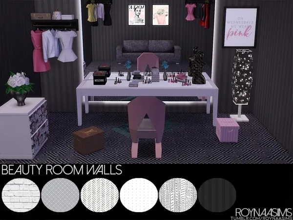 Alpha Beauty Room Walls - The Sims 4 Custom Content