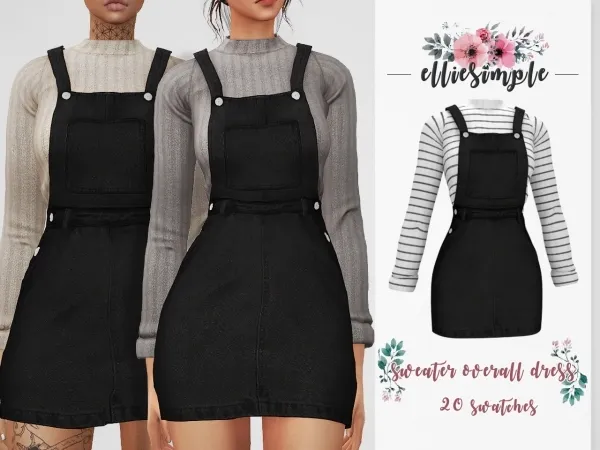 Alpha Elliesimple Sweater overall dress by elliesimple - The Sims 4 Custom Content