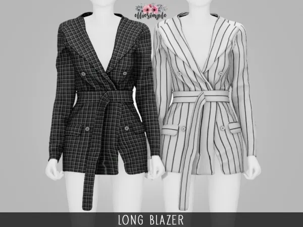 Alpha Elliesimple Long Blazer by elliesimple - The Sims 4 Custom Content