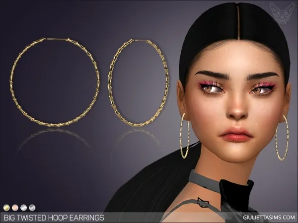 Alpha BIG TWISTED HOOPS by giuliettasims - The Sims 4 Custom Content