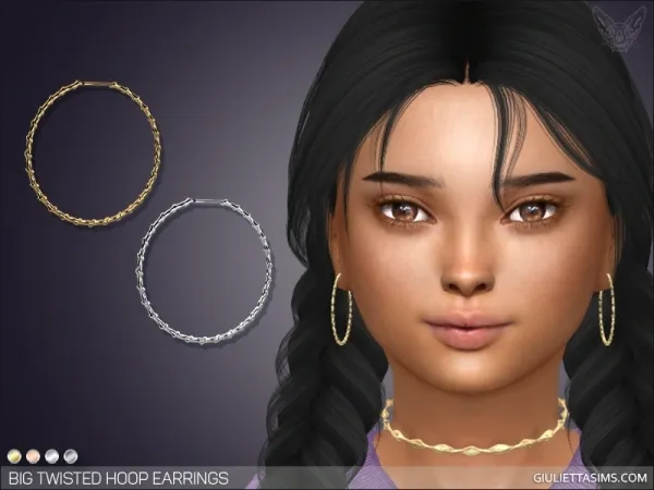 Alpha BIG TWISTED HOOPS FOR KIDS by giuliettasims - The Sims 4 Custom Content