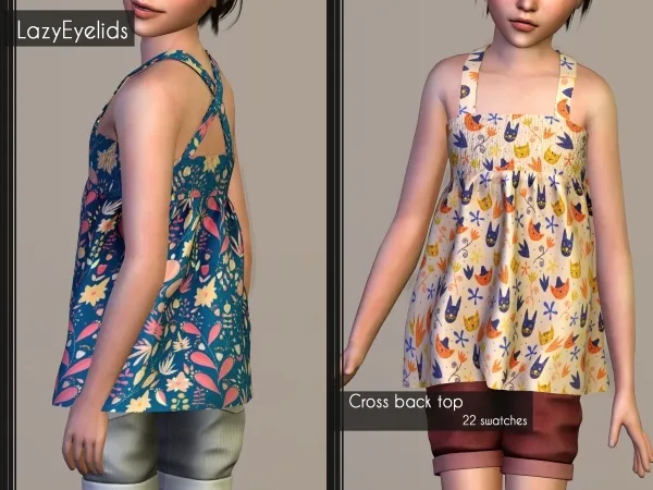 Alpha Cross back top by lazyeyelids - The Sims 4 Custom Content