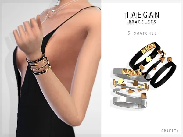 Alpha Taegan Bracelets by grafity-cc - The Sims 4 Custom Content