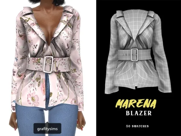 Alpha Marena Blazer by grafity-cc - The Sims 4 Custom Content