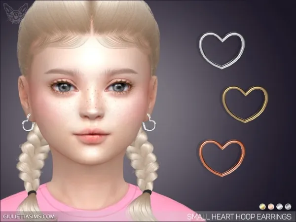 Alpha SMALL HEART HOOP EARRINGS FOR KIDS by giuliettasims - The Sims 4 Custom Content
