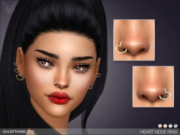 Alpha Heart Nose Piercing Set by giuliettasims - The Sims 4 Custom Content